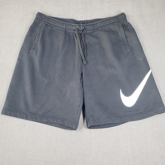 Nike Sweat Shorts Mens XL Black Running Athletic Swoosh Pockets Big Logo - Picture 1 of 9